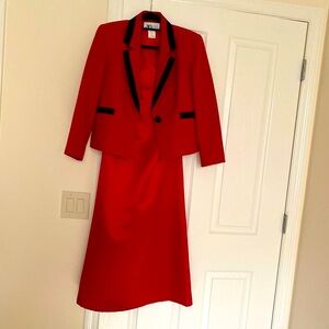 JG P Jr size 4 Petite CLASSIC RED WOOL & black trim, Coachman Jacket (lined)